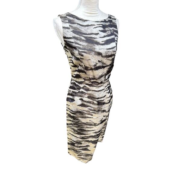 Lanvin Silk Blend Black Silver Metallic Animal Print Sheath Dress - FR36 / US 6 - Picture 4 of 10